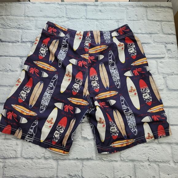 Nautica Blue and Tan Swim Trunks with Surfboard Pattern - Picture 4 of 8